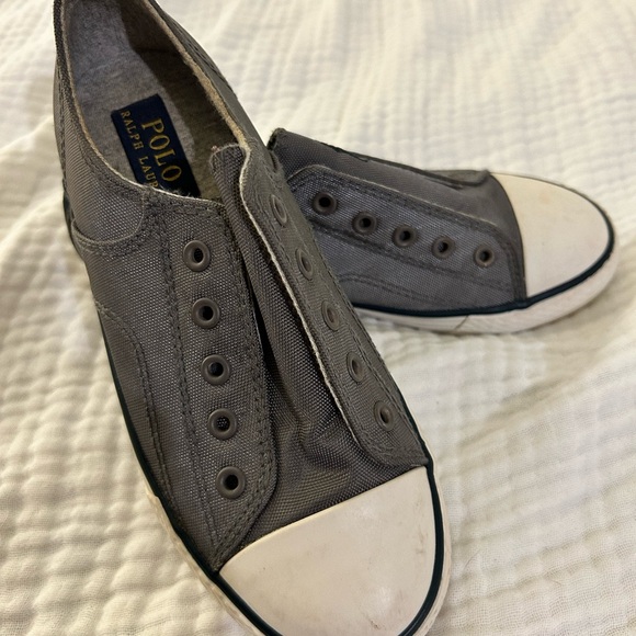 Polo RALPH LAUREN  Little Boys size 1.5 slip on elastic no tie Grey Sneakers EUC - Picture 9 of 15